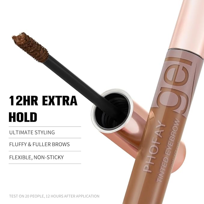 PHOFAY Colored Eyebrow Gel 10ml / 0.34 fl oz – Spiral Brush for Smooth Use, 2-in-1 Brow Styling Gel & Mascara, Volumizing tinted brow gel, Smudge-Resistant, Long-Wearing & Waterproof (#01)