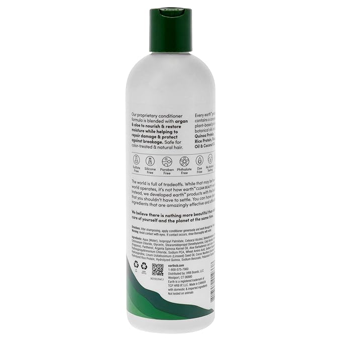earth Moisture and Repair Conditioner - Hair Conditioner with Argan and Aloe - Sulfate and Paraben Free Conditioner Protects Against Breakage - 12 oz