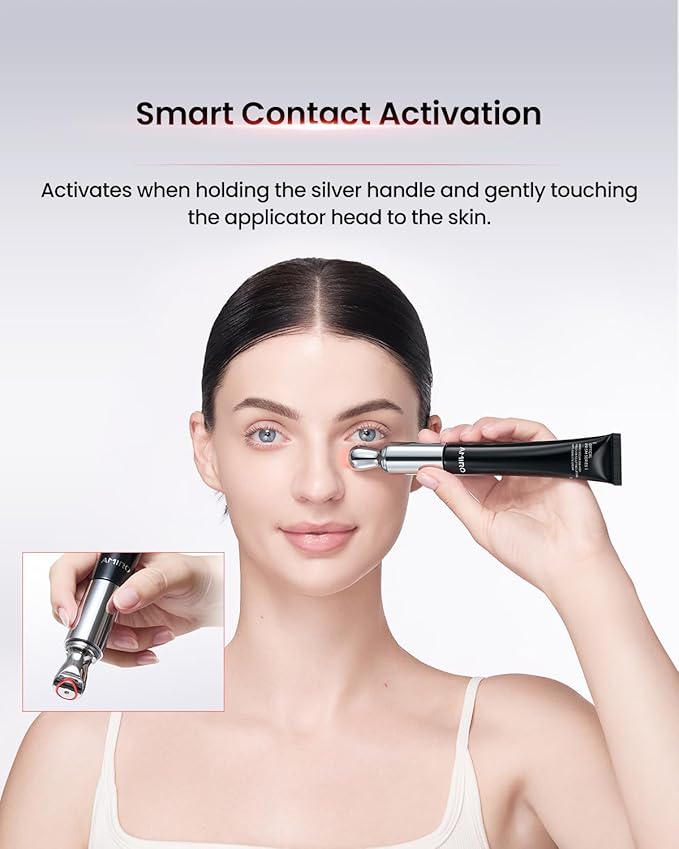 AMIRO 2 in 1 Red Light Eye Cream with Built-In Microcurrent Massager, PDRN Peptide Under Eye Treatment for Puffy, Tired-Looking Eyes, Hydrated & Firmer-Looking Skin, 1.06 oz