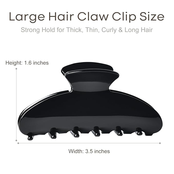 Aileam Acetate Hair Claw Clips for Women,Black White hair clip French Design Strong Hold Non-Slip claw clips for Thick Hair, 2 Pack