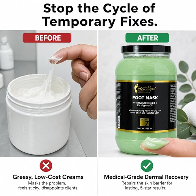 Professional Pedicure Treatment - Medical-Grade Dermal Recovery Mask with Luxury Actives at Industrial Scale, Repairs Skin Barrier for Instant Wow Softness, 128 Oz / 1 Gallon