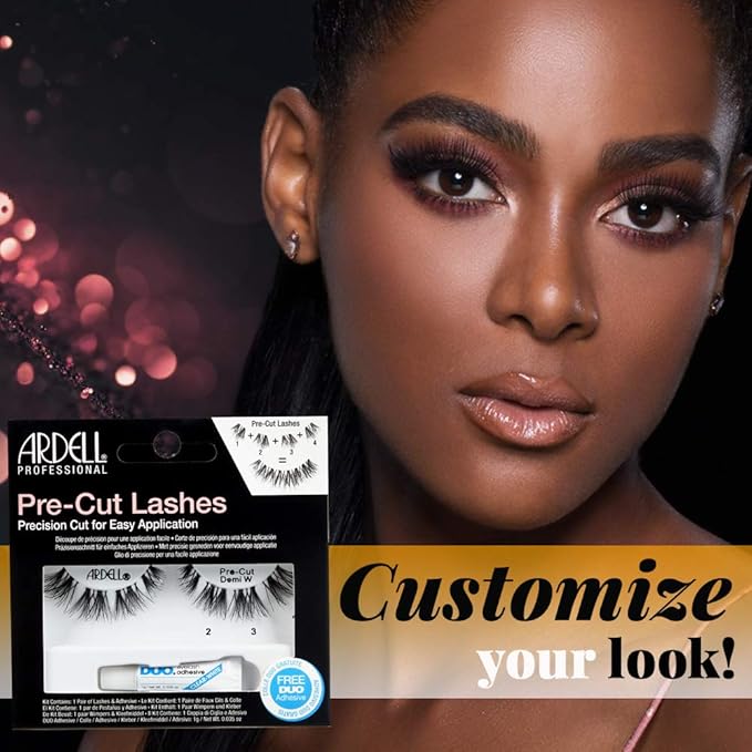 Ardell Pre-Cut False Lashes - Demi Wispies, Natural-Looking Strip Lashes, Includes Duo Adhesive, 4 Pack