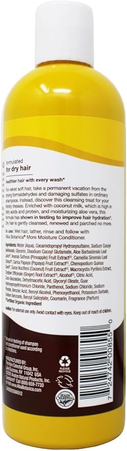 Alba Botanica Hawaiian Shampoo, Coconut Milk 12 oz (Pack of 5)