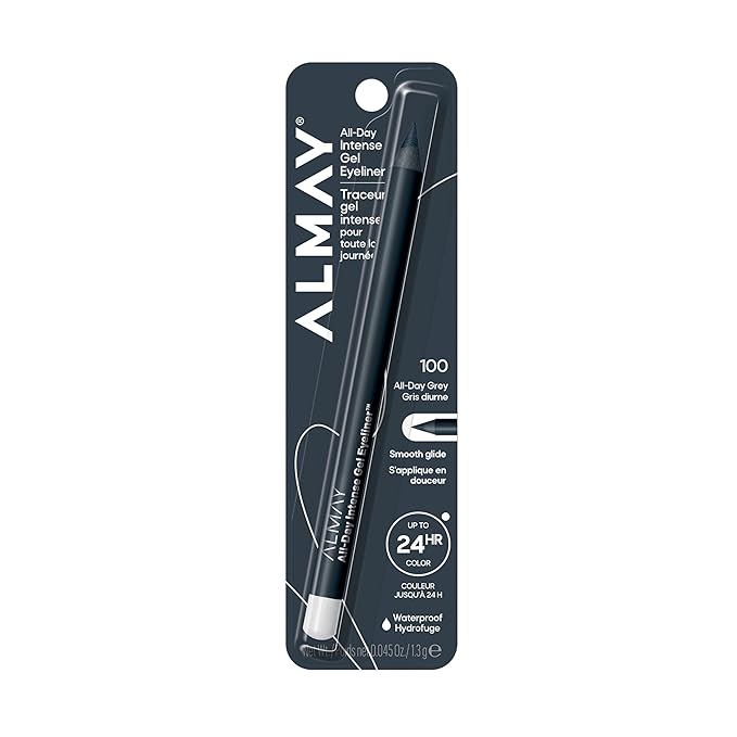 Almay Gel Eyeliner, Waterproof, Fade-Proof Eye Makeup, Easy-to-Sharpen Liner Pencil (Packaging May Vary), 100 All-day Grey, 0.045 oz