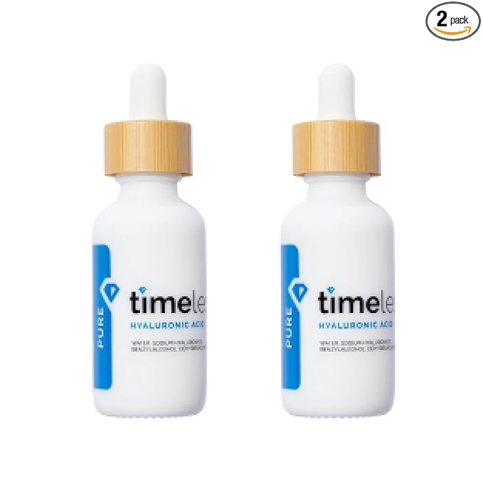 Timeless Skin Care Hyaluronic Acid 100% Pure Serum - Hydrating Face Serum for Personal Care - Fragrance-Free Hyaluronic Acid Serum for Skin Care - 2 oz (Pack of 2)