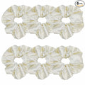 Satin Silk Scrunchies and Hair Ties - 6 Pcs Hair Accessories with Soft Fashion Ponytail Holders, Hair Bands, and Bows for Women and Girls (4.3 inch, Beige)