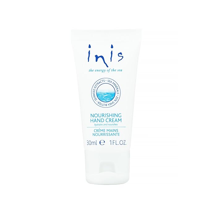 Inis the Energy of the Sea - Nourishing Hand Cream Travel Size for Women and Men, Rich Shea Butter Hand Moisturizer with Argan Oil and Seaweed, Clean Ocean Fresh Scent, 1 fl oz