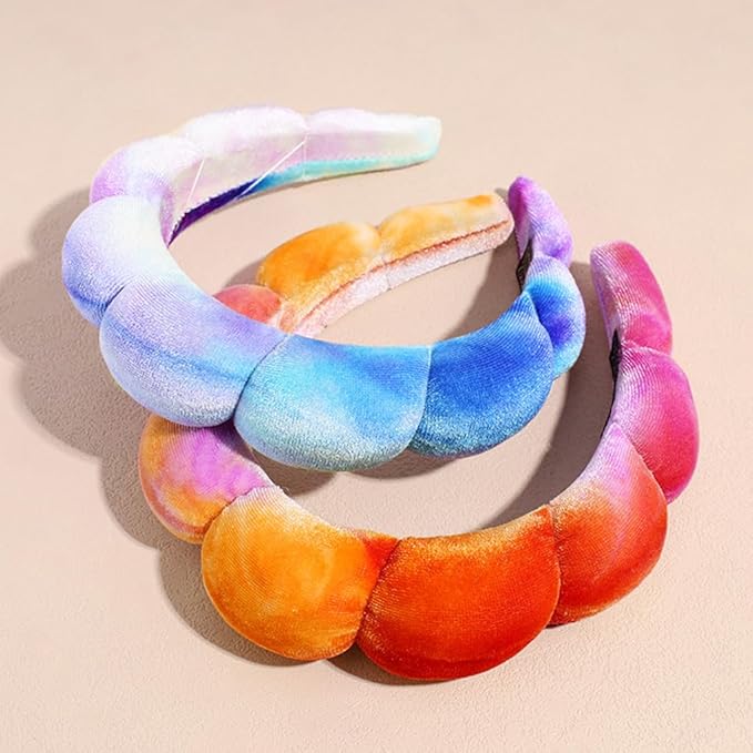 Spa Headbands Puffy Makeup Skincare Headbands for Washing Face or Facial, Terry Cloth Fabric Hairbands for Makeup Removal Shower Skin Treatment(Colorful)