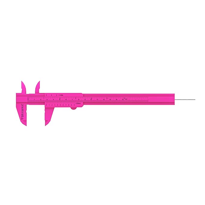 BRAWNA 5 Pcs Brow Pro Measuring Tool with 2 Eyebrow Ruler Stickers - Double Scale Eyebrow Ruler for Microblading, Brow & Makeup Artists - Eyebrow Calipers Ruler Plastic- Pink