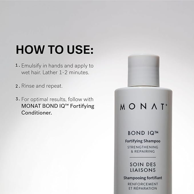 MONAT BOND IQ™ Fortifying Shampoo – Strengthening & Repairing Cleanser with Biomimetic Peptide Technology, Lupin Protein & Baobab Extract for Smoother, Shinier, Stronger Hair - 237 ml / 8 fl.