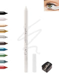 White Eyeliner For Waterline, Cream Gel Eyeliner Waterline Waterproof Smudge-Proof Eye Liner Pen, Safe for Sensitive Eyes, Matte Color Eye Brightener Colored Eye Liner Pen Makeup with Sharpener-02