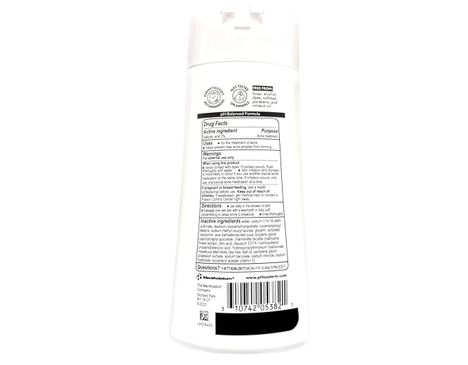 Phisoderm Anti-Blemish Body Wash, Salicylic Acid Acne Treatment, Soothing Formula, 10 fl oz