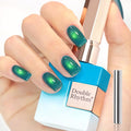 Double Rhythm 15ML Jelly Glass Cat Eye Gel Polish with Magnet Holographic Glitter Shimmer Translucent Sheer Color Salon Soak Off Magnetic Nail at Home (Mint Blue-MC1306)