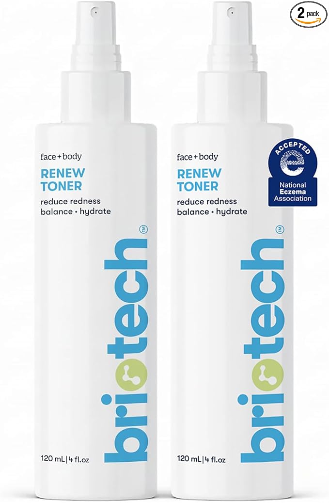 BRIOTECH Renew Toner, Hypochlorous Acid Spray, Minimize Appearance of Blemishes, Soothing Facial Mist for Sensitive Skin, Calm Redness & Bumps, Vegan, 4 fl oz (2 Pack)