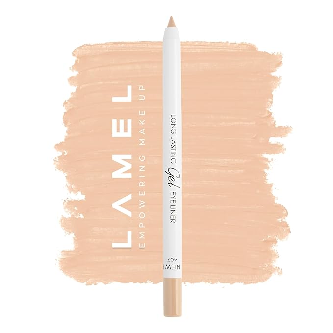 Lamel No Smudge Gel Eyeliner - Perfect Beige - Waterproof Eyeliner Pencil - 10-Hour Wear, Sharpenable, Contact Lens Friendly, Vegan - Creamy & Sweat Proof Pencil - Highly Pigmented - 407 Shade