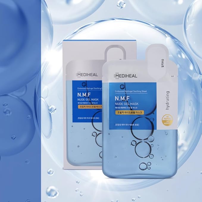 Mediheal NMF Nude Gel Mask 10 Pack Moisturizing Cooling Hydrating Transparent Hydrogel Patent Sheet