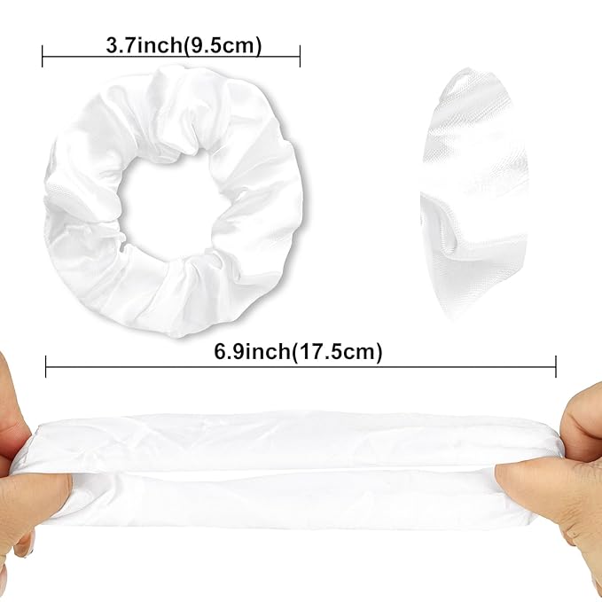 Silk Satin Scrunchies for Women Girls 12 PCS White Hair Scrunchies Silk Satin Hair Ties for Thick Hair Bulk Hair Ties Hair Accessories