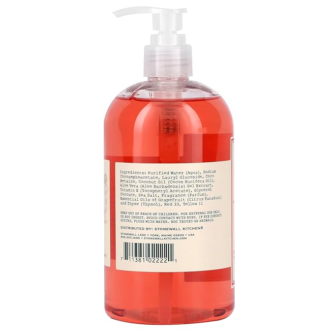 Stonewall Kitchen Grapefruit Thyme Hand Soap, 16.9 Ounce Bottle