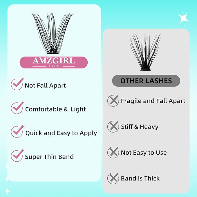 Lash Clusters 320Pcs 40 50D Eyelashes Cluster D Curl Individual Wispy Lashes Cluster for DIY Cluster Eyelash Extensions at Home for Beginners (16mm)