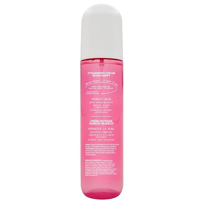 Pacifica Strawberry Cream Fruity Body Mist for Women – Sweet Strawberry Vanilla Cream Fragrance Spray, Hydrating, Odor Neutralizing, Vegan & Cruelty-Free, Phthalate-Free, 5 oz