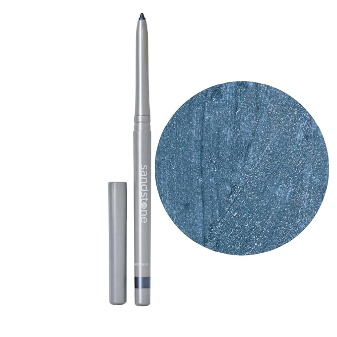 Sandstone Scandinavia Hypoallergenic Waterproof Metallic Eyeliner Pencil – Blue – Fragrance-Free, Vegan – Smudge-Proof Eye Liner for Sensitive Eyes