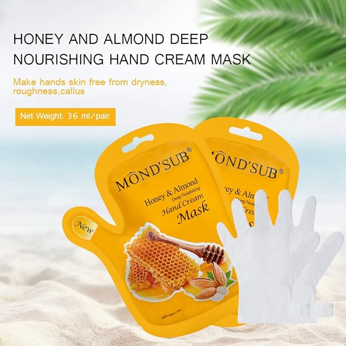 MOND'SUB 5 Pairs of Honey and Almond Best Hydrating Hand & Nail Mask - Best Deep Moisturizing Gloves for Dry Hands