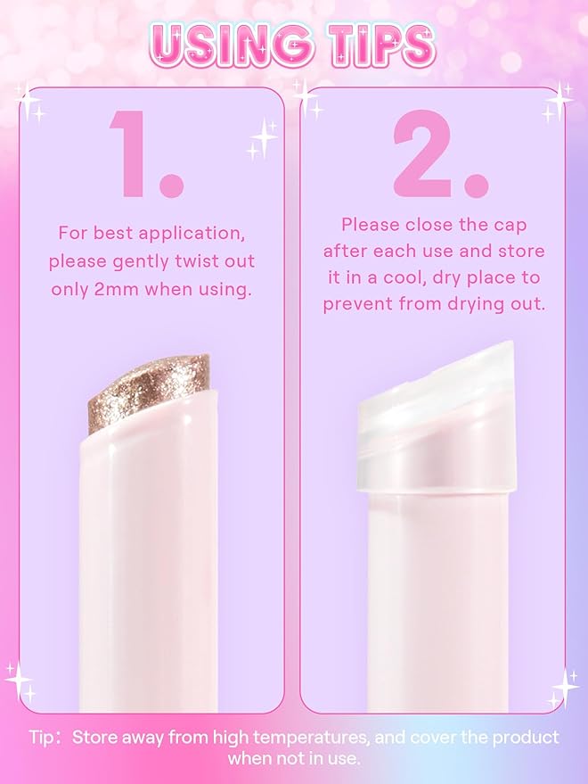 SHEGLAM Crystal Jelly Glaze Stick Eye Shadow Stick Eyeliner Brightener Pencil Crayon with Brush Easy to Blend Long Lasting Shimmer Eyeshadow-Lilac Luster
