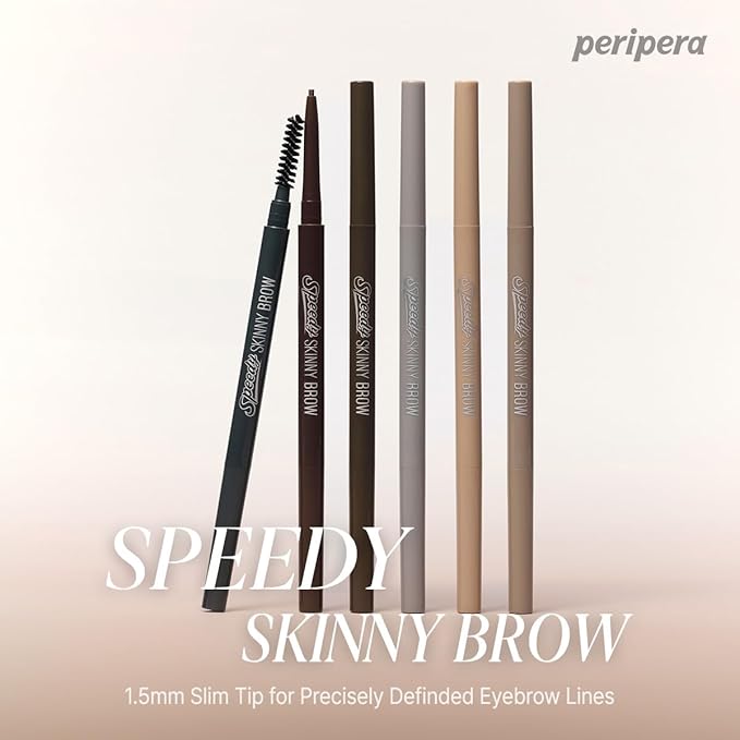 PERIPERA Speedy Skinny Brow (06 Cool Gray),1.5mm Precise Eyebrow Pencil, Dual-Sided Fine Tip Shades, Define Fills Brow Make up, K Beauty, Korean Make-up