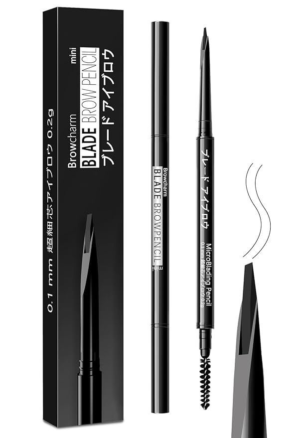 MAVENI Browcharm Microblading Eyebrow Pencil for Women,0.1mm Ultra-Fine Mechanical Pencil,Draws Tiny Brow Hairs and Fills in Sparse Areas and Gaps,Makeup Brow Definer Waterproof (mini 01 Black)