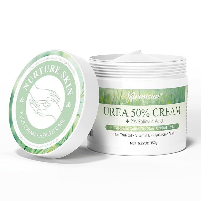Urea Cream 50 Percent Feet Maximum Strength with Hyaluronic for Dry Skin Cracked Heels Callus Remover