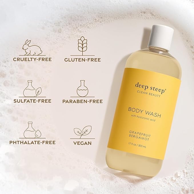 Deep Steep Lavender Chamomile Body Wash, Hydrating Shower Gel with Hyaluronic Acid & Shea Butter for Sensitive Skin, Bodywash for Women & Men, 17 Fl Oz, 1-Pack