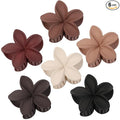 CHANDAT Flower Hair Clips 6 PCS Hawaiian Claw Clips for Vacation Hibiscus Hair Claw Cute Large Hair Clips for Thick and Thin Hair Plumeria Hair Accessories for Women Girls -Brown Scarlet