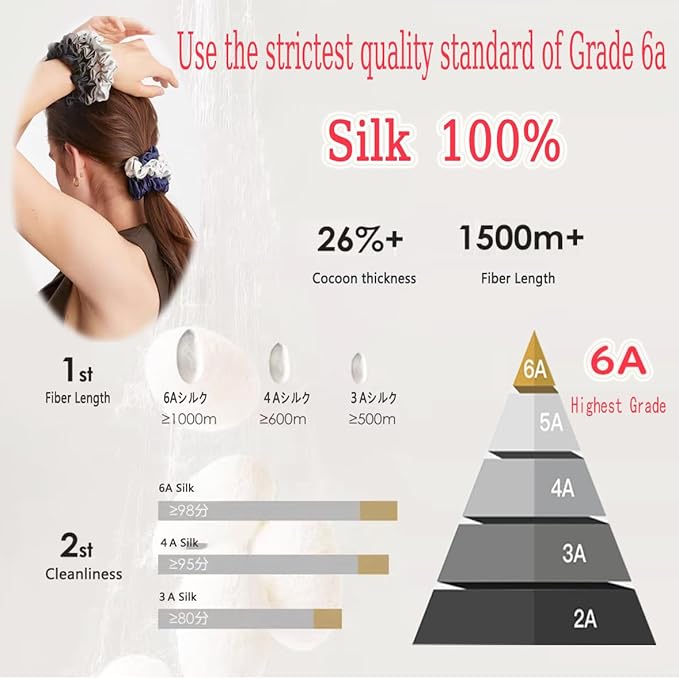 SALE 100% Pure Mulberry Silk Hair Scrunchies16 Momme silk scrunchies 100% Silk Hair Scrunchies Silk Hair Ties for Women Girls Curly Thick Thin Hair Women's Black Satin Sleep (1, 13 cherry)