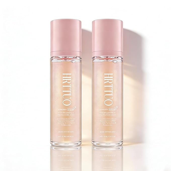 Sheer Setting Mist Sunscreen SPF 50, Makeup-Friendly Setting Mist with Hydrating Glow, Reef-Safe & Non-Greasy, Fast-Absorbing for Beach, Wedding, Travel (2pc)
