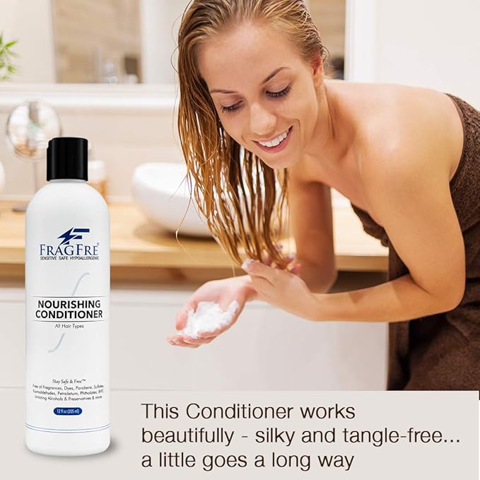 Fragrance Free Conditioner 8 oz - Parabens Free Hypoallergenic - Hair Conditioner for Sensitive Skin - Deep Conditioning for Normal Treated and Fragile Hairs - Vegan Gluten Free (1 Pack)