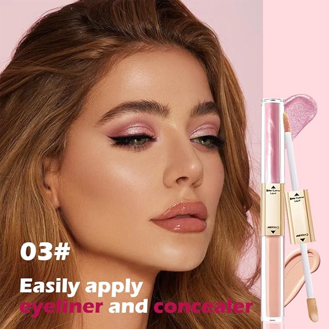 WanTuoluo Double-Headed Liquid Sparkling Eyeshadow Eyeliner Pen for Women, Matte Dark Circle Concealer & Glitter Shimmer Eye Makeup, Highlighter Brightener Stick,Waterproof Quick - Drying (03#)