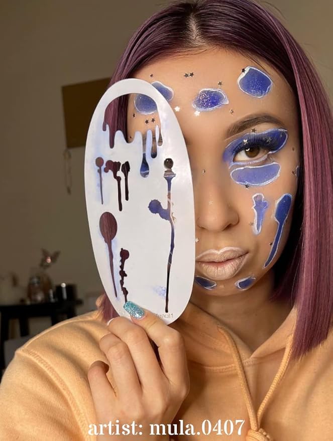 STENCIL1FX Graffiti Drips Tear Drop Blood Motif Eye Makeup Stencil for Costumes, Dress Up, Halloween, Cosplay, Face Painting, Raves, Festivals, Parades, Parties