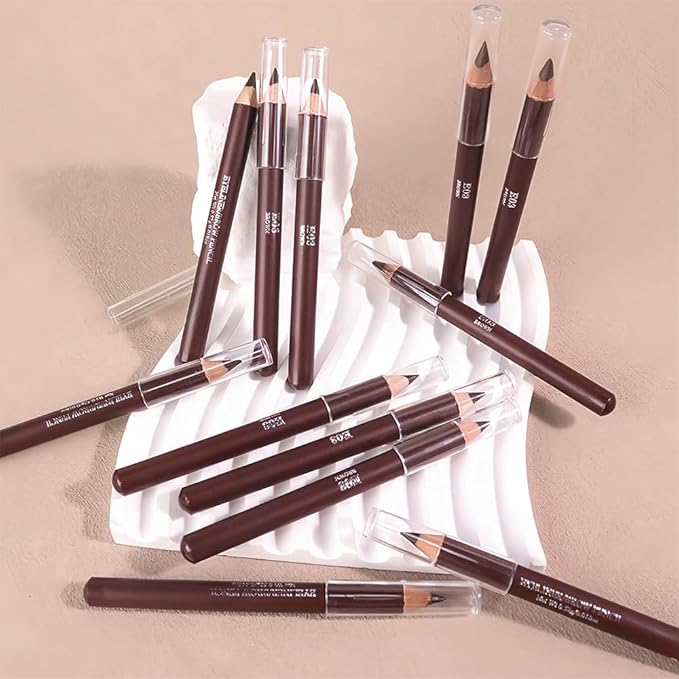WanTuoluo Eyebrow Pencils for Women with Sharpener, 6Pcs Hard-Core Wooden Eye Brow Eye Liner Pencils for Beginner Makeup, Waterproof & Sweat-Proof (6Pcs-Brown)