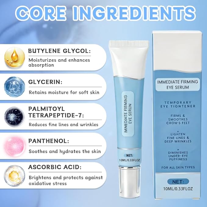 Instant Firming Eye Serum,Visibly Reduces Under-Eye Bags, Wrinkles, Dark Circles, Fine Lines & Crow's Feet Instantly,Anti-Aging Formula for Under Bags and Wrinkles,10ml（2PCS）