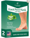 PLANTIFIQUE Foot Peeling Mask 2 Pack for Men | Dermatologically Tested Repairs Heels & Removes Dry Dead Skin for Baby Soft Feet | Exfoliating Foot Peel Mask for Dry Cracked Feet | Aloe Vera