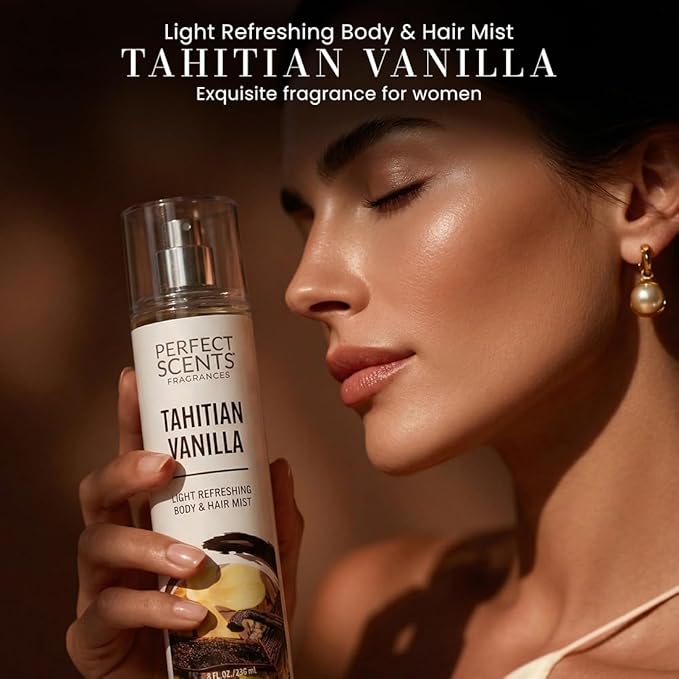 Instyle Fragrances | Body & Hair Mist | Tahitian Vanilla Scent | With Panthenol | CLEAN, Vegan, Paraben Free, Phthalate Free | Premium 8 Fl Oz Spray Bottle