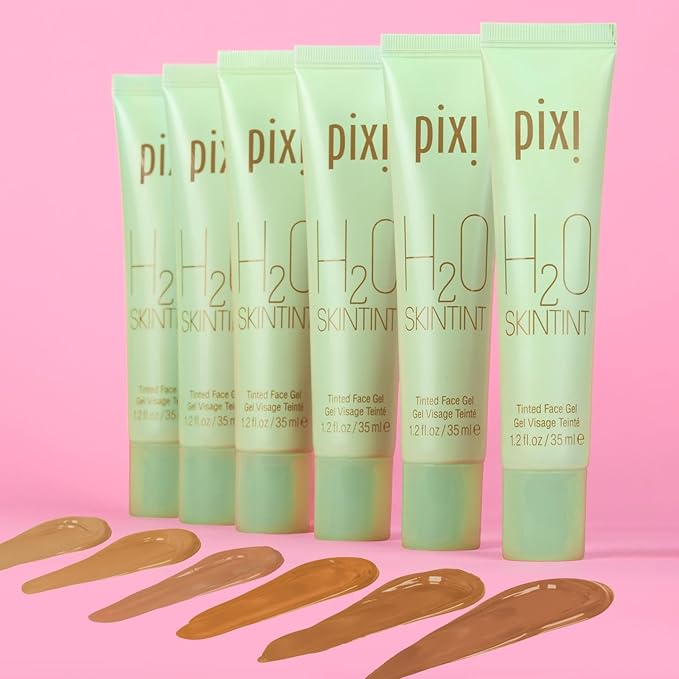 Pixi H2O SkinTint | Tinted Face Gel Moisturizer | Lightweight Hydrating Coverage with Hyaluronic Acid | Evens Skin Tone & Reduces Redness | Oil-Free Dewy Finish | Vanilla | 1.2 fl oz