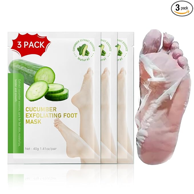 Foot Peeling Mask, Natural Exfoliating Foot Mask, Dead Skin Callus Remover Repair Heels, Hydrating Foot Care for Dry Cracked Feet（3 PacK）