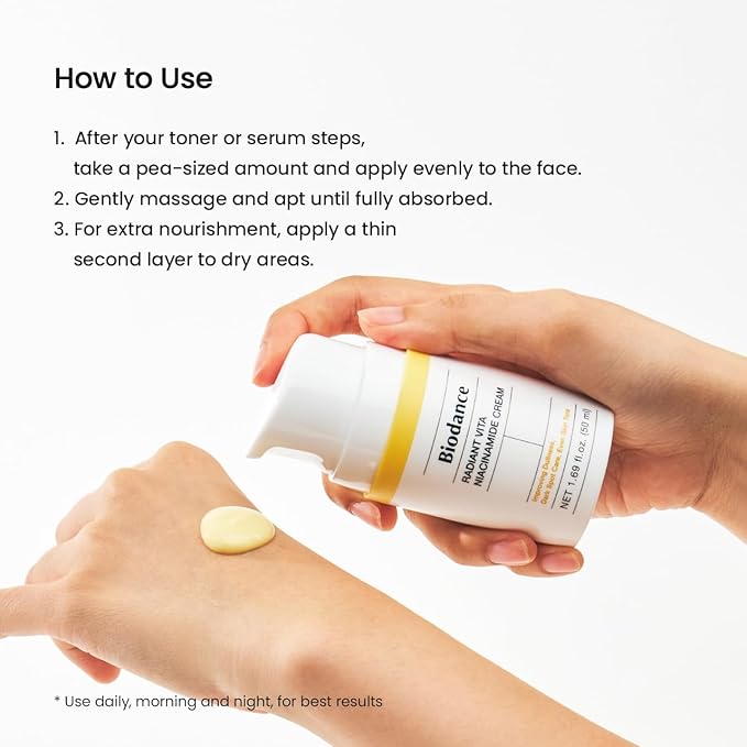 BIODANCE Radiant Vita Niacinamide Cream, Brightening, Dark Spot Correcting, Hydrating Facial Moisturizer with Vitamin C, B12, Korean Skin Care, Mothers Day Gifts | 1.69 fl.oz, 50ml