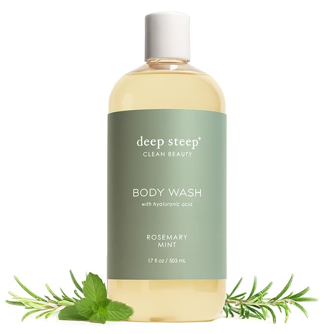 Deep Steep Body Wash, Rosemary Mint, 17 oz – Hydrating Shower Gel with Hyaluronic Acid, Shea Butter, Aloe Vera & Argan Oil – Vegan, Clean Beauty, Clean & Refreshed Skin