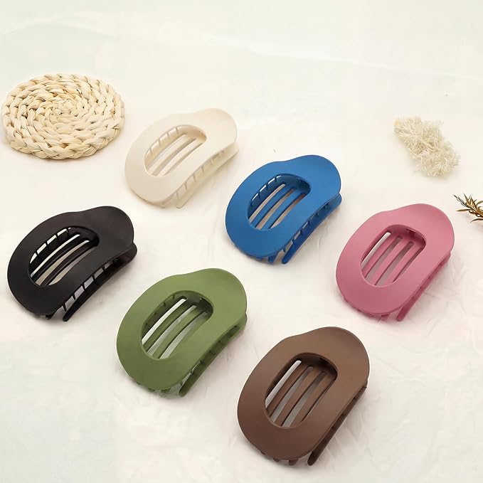 Flat Claw Clips for Women, Large Duckbill French Hair Clips, 6 Pack Non-Slip Matte Hair Accessories for Thick & Thin Hair