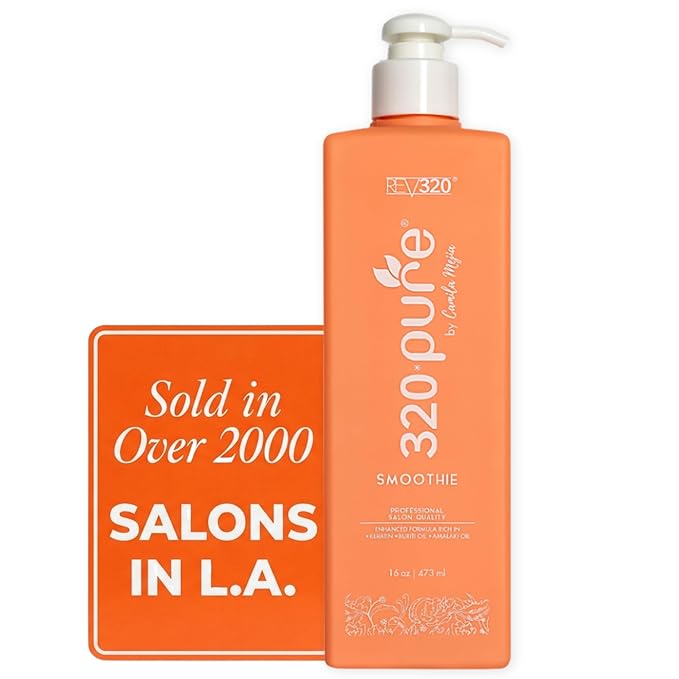 Rev320 320Pure Smoothie Leave In Conditioner 16oz Pump Bottle, Sulfate Free, Color Safe & Lightweight Formula, Deep Repair Moisturizing Detangler for Frizzy, Curly, Thick, Wavy, Dry & Damaged Hair