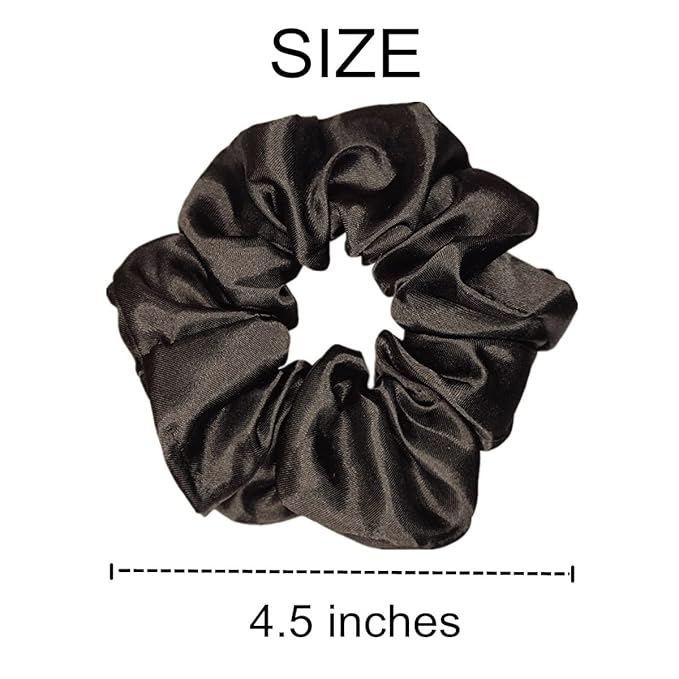 Sufermoe 6 Pcs Satin Silk Hair Scrunchies, Soft Hair Ties for Women and Girls, 6 Classic Colors, 4.5 Inch, Metallic color