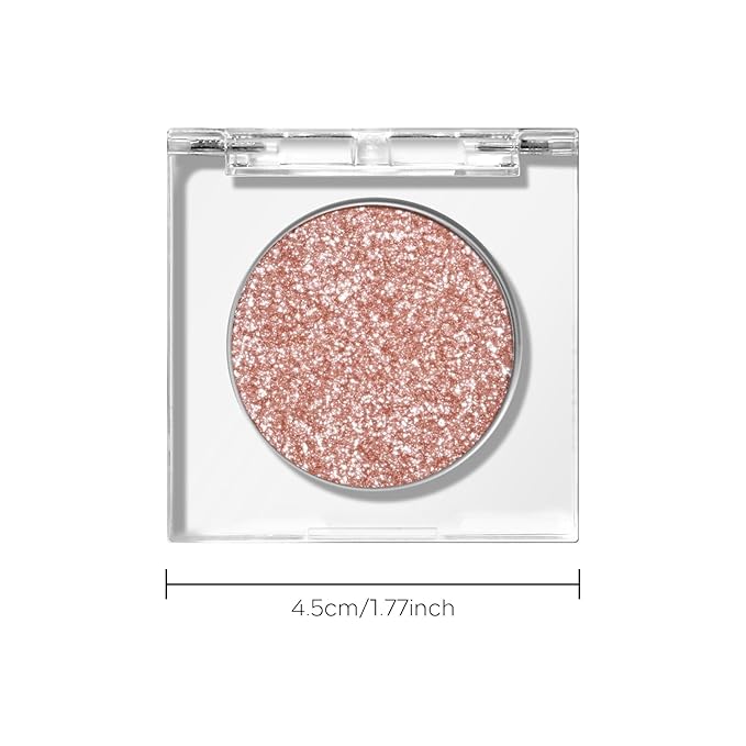 KYDA Single Glitter Eyeshadow, Champagne with Orange Brown Base, Lasting Blendable Shimmer Eyes Shadow, Sparkling Eyes Glitter, Soft Buildable Glossy Color, Wet Look Effect, Cowboy