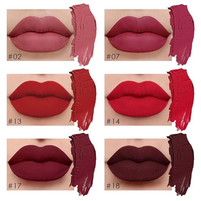 evpct 6Pcs Liquid Matte Lipstick Lipgloss Set for Women, Dark Deep Bright Ruby Blood Brick Plum Mauve Rose Red labiales mate 24 horas originale matte larga duracion 24 Hour Lipstick Long Lasting